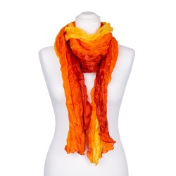 Knitterschal XXL gelb orange rot Farbverlauf 100% reine Seide 180x90cm Damen