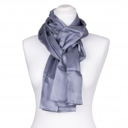 Seidenschal Grau Silber (kurz) 100% reine Seide 150x35cm unifarben