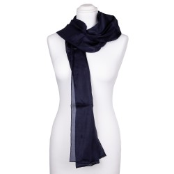 blau marineblauer Schal aus 100% Seide 180x45cm einfarbig