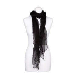 Seidenstola Chiffon schwarz 100% reine Seide 230x55cm uni einfarbig