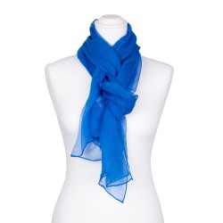 Chiffon-Seidenschal Brillantblau Blau 100% reine Seide 180x55cm