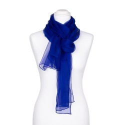 Seidenschal Chiffon royalblau dunkelblau 100% reine Seide 180x55cm unifarben