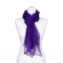 Seidenschal Chiffon violett dunkellila uni 100% reine Seide 180x55cm einfarbig