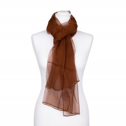 Seidenstola Chiffon braun cappuccino dunkelbraun 100% reine Seide 230x55cm