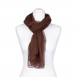 Seidenschal Chiffon Dunkelbraun Braun 100% reine Seide 180x55cm uni einfarbig
