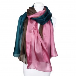Seidenschal Halstuch Schal Farbverlauf Pink-Braun-Blau