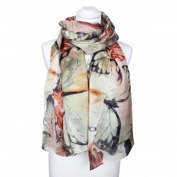 Seidenschal Halstuch Schal Floralprint apricot