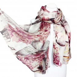 Seidenschal Halstuch Schal Floralprint violett