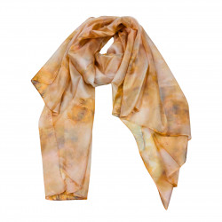 Seidenschal Halstuch Schal Floralprint gold