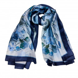 Seidenschal Halstuch Schal Floralprint blau