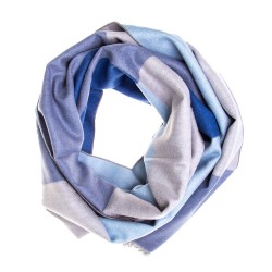 Seidenflanell Schal Halstuch Karo grau blau 180x30 cm reine Seide
