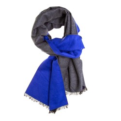 Seidenflanell Schal Halstuch grau blau 180x30 cm reine Seide