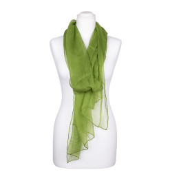 Seidenstola Chiffon grün hellgrün 100% reine Seide 230x55cm
