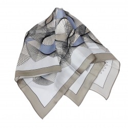 SPECIAL EDITION - Seidentuch Halstuch blau braun Grafikprint