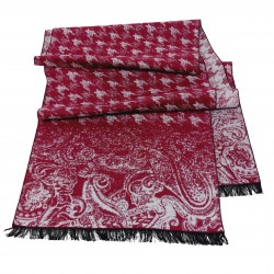 Winterschal Seidenflanell Hahnentritt Paisley weinrot 