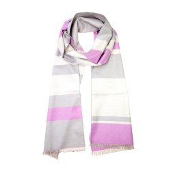 Winterschal Seidenflanell Schal rosa grau gestreift