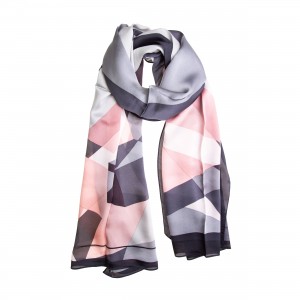 Seidenschal Halstuch Schal Satin rosa grau
