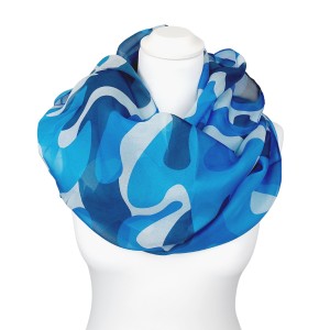 TINITEX Seidenschal Rundschal Loop Camouflage blau