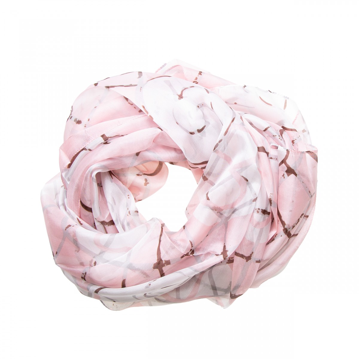 Seidenschal Halstuch Schal Chiffon weiß rosa 180x110cm - Tinitex