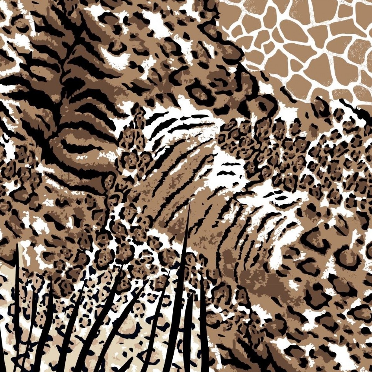 TINITEX Seidenschal mit Animal-Print aus 100% Seide│180x65 cm - Tinitex