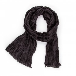 Seidenschal in Knitteroptik Schwarz 180x90cm Crinkle reine Seide