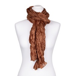 Knitterschal XXL Milchkaffee Braun 100% reine Seide 180x90cm Crinkle