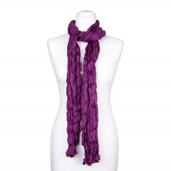 Knitterschal XXL violett lila 100% reine Seide 180x90cm Crash-Schal