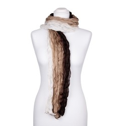 Seidenschal mit Knitteroptik mit weiß beige braunem Farbverlauf 100% reine Seide 180x90cm Crinkle