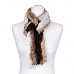 Knitterschal mit weiß beige braunem Farbverlauf 100% reine Seide 180x90cm Crash-Schal