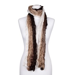 Knitterschal mit weiß beige braunem Farbverlauf 100% reine Seide 180x90cm