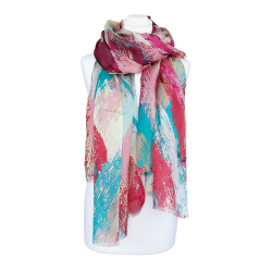 AHMADDY Seidenschal Halstuch Schal fuchsia beige Paintart 