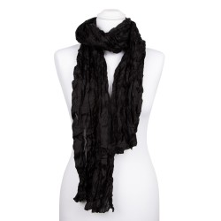 Knitterschal XXL Schwarz 100% reine Seide 180x90cm Damen