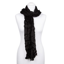 Knitterschal XXL Schwarz 100% reine Seide 180x90cm