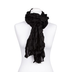 Knitterschal XXL Schwarz 100% reine Seide 180x90cm uni einfabrig