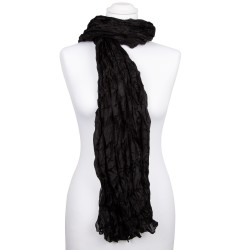 Knitterschal XXL Schwarz 100% reine Seide 180x90cm unifarben einfarbig