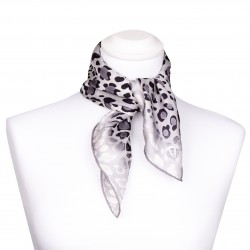 Nickituch aus Seide 53x53 cm mit Leopardenmuster grau, Damen Leoprints