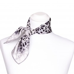 Nickituch aus Seide 53x53 cm mit Leopardenmuster grau, Damen