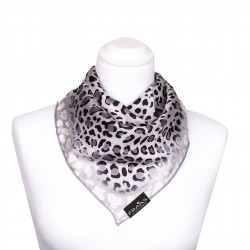 Nickituch aus Seide 53x53 cm mit Leopardenmuster grau