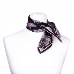 Nickituch mit Paisley-Muster. 100% Seide, 53x53cm, schwarz, rosa, blau, grau, Bandana