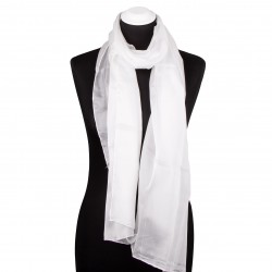 Seidenschal 150x35 cm Naturweiß weiss einfarbig unifarben reine Seide