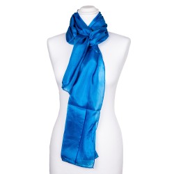 Seidenschal blau brillantblau 100% reine Seide 180x45cm einfarbig Damen