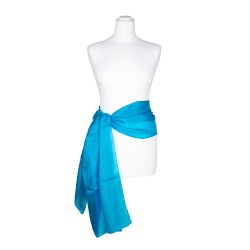 Seidenschal blau blautürkis 100% reine Seide 180x90cm Seidengürtel