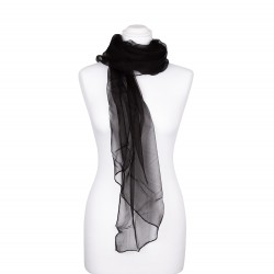 Seidenstola Chiffon schwarz 100% reine Seide 230x55cm einfarbig