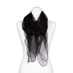 Seidenstola Chiffon schwarz 100% reine Seide 230x55cm Damen