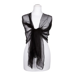 Seidenstola Chiffon schwarz 100% reine Seide 230x55cm uni 