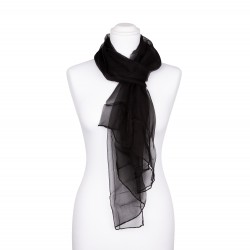 Seidenstola Chiffon schwarz 100% reine Seide 230x55cm