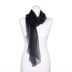 Chiffon-Seidenschal Graphit Dunkelgrau 100% reine Seide 180x55cm Damen