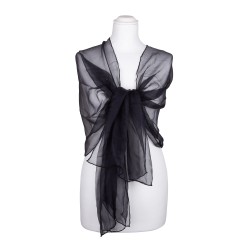 Chiffon-Seidenschal Graphit Dunkelgrau 100% reine Seide 180x55cm Damen