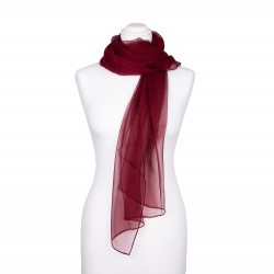 Seidenschal Chiffon Bordeaux Weinrot 100% reine Seide 180x55cm