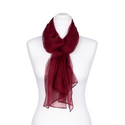 Seidenschal Chiffon Bordeaux Weinrot Dunkelrot 100% reine Seide 180x55cm uni einfarbig